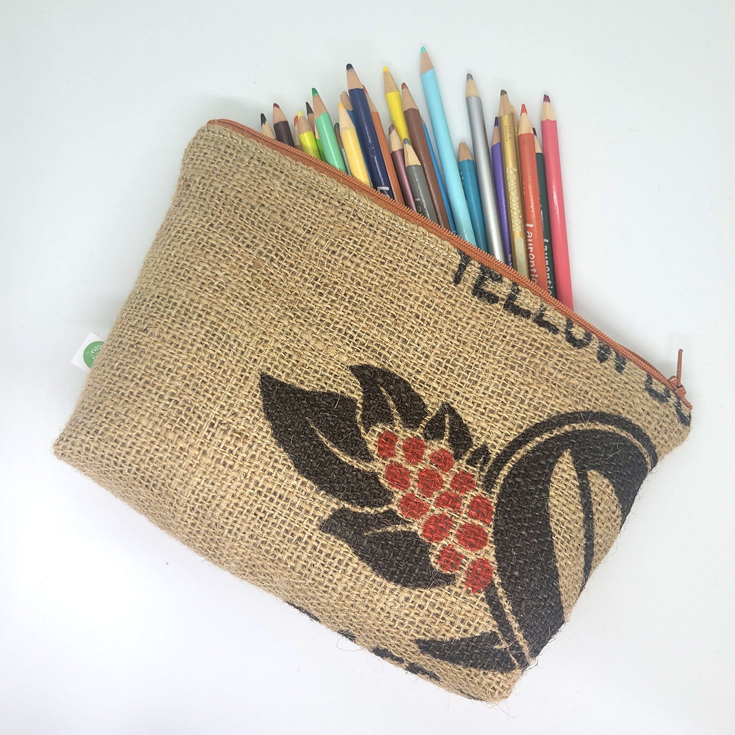 upcycled coffee sack pencil case