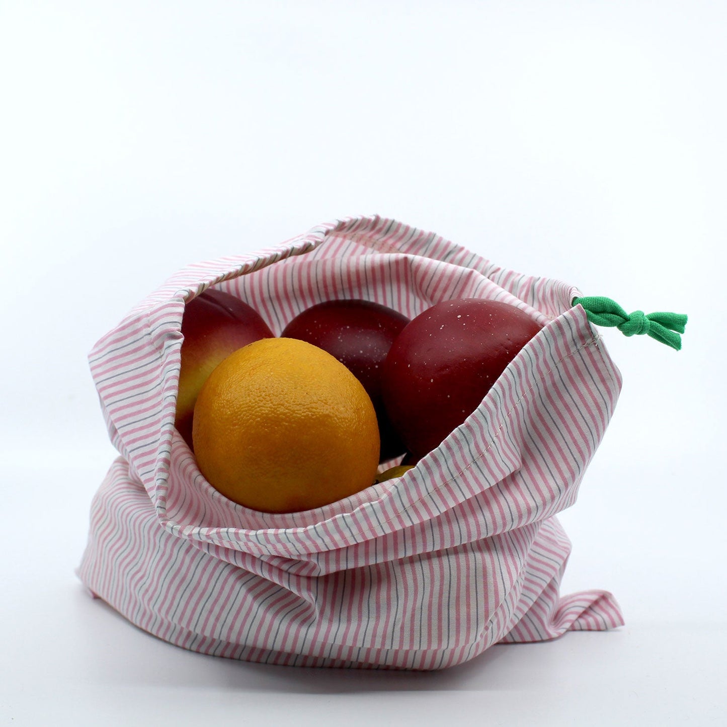 upcycled produce bag full of fruit