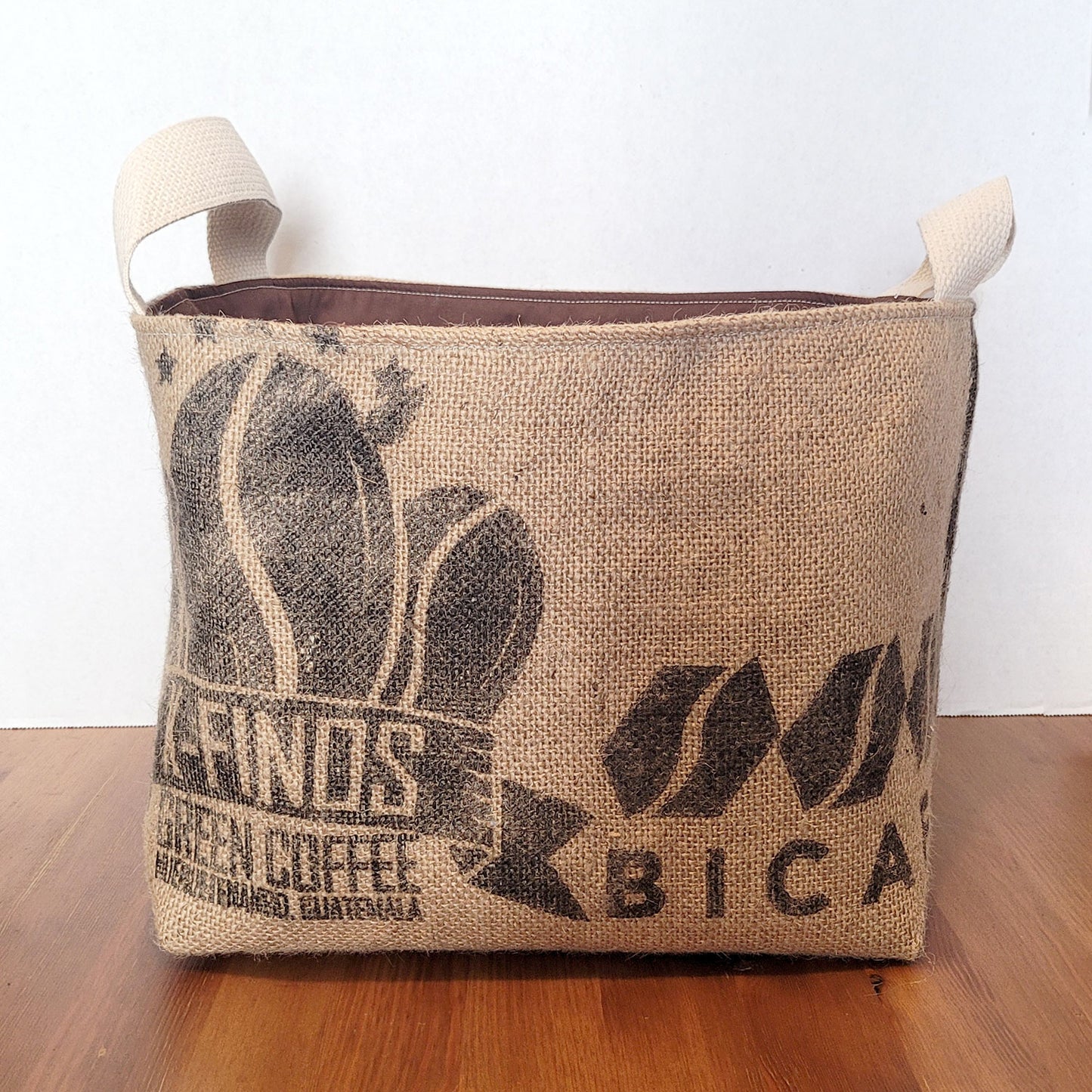 Upcycled Coffee Sack Basket - large