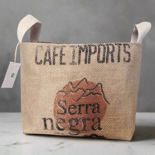 Upcycled Coffee Sack Basket - large