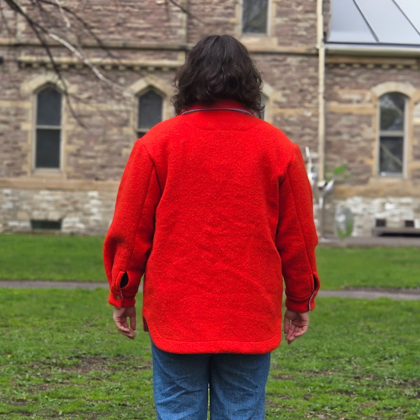 Upcycled Blanket Jacket - medium - red