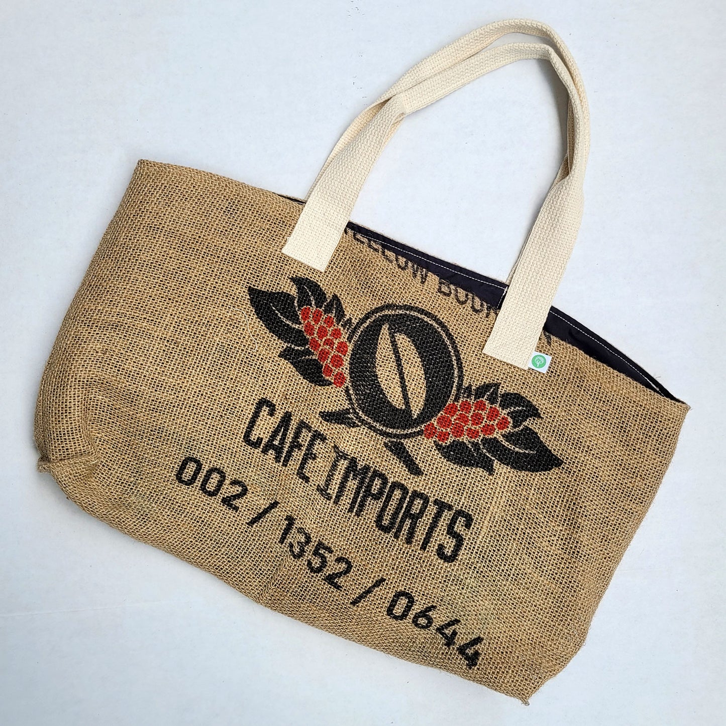 upcycled tote bag - Cafe Imports FRONT