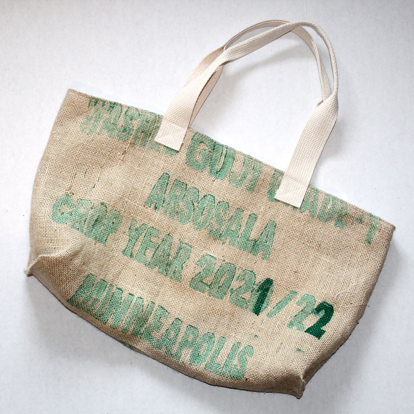 upcycled tote bag - Cafe Imports 2 BACK