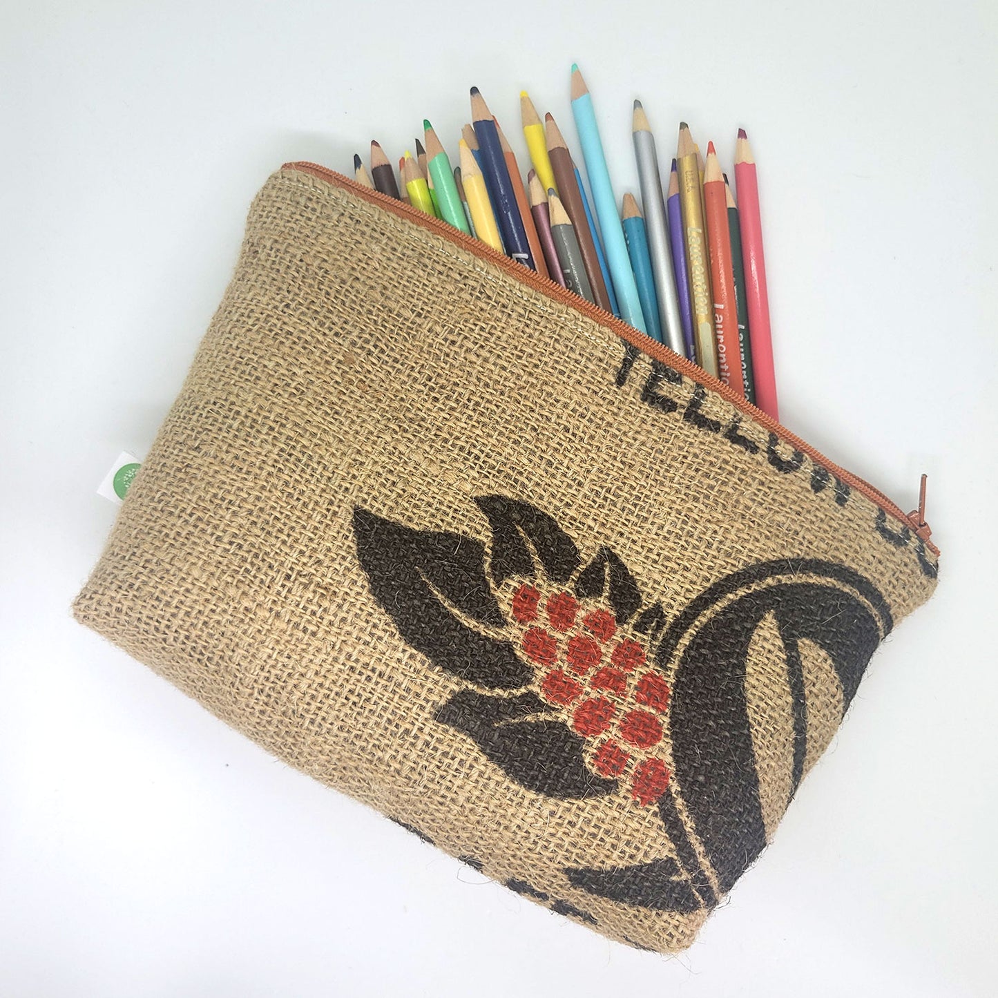 upcycled coffee sack pencil case