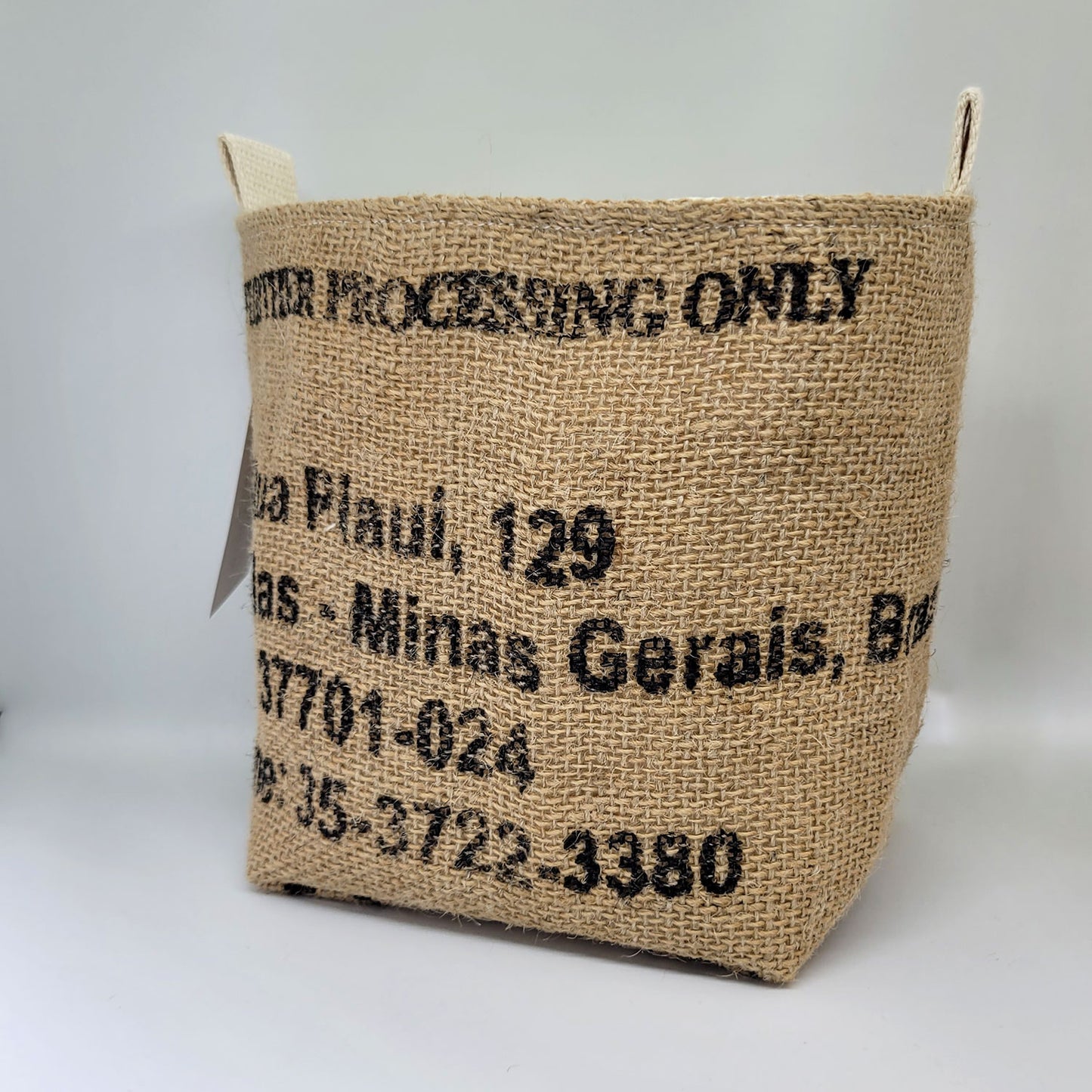 Upcycled Coffee Sack Basket - Medium - Rua Plaui, 129